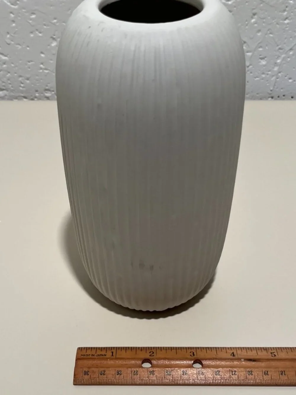 Medium White Textured Stoneware Vase